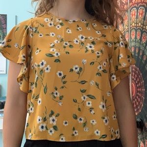 Yellow floral blouse